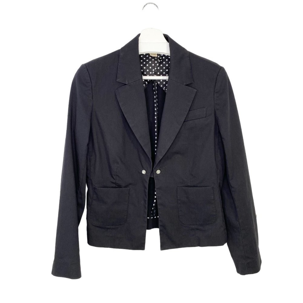 ANTHROPOLOGIE ELEVENSES Black Blazer Jacket Rhinestone Buttons 12